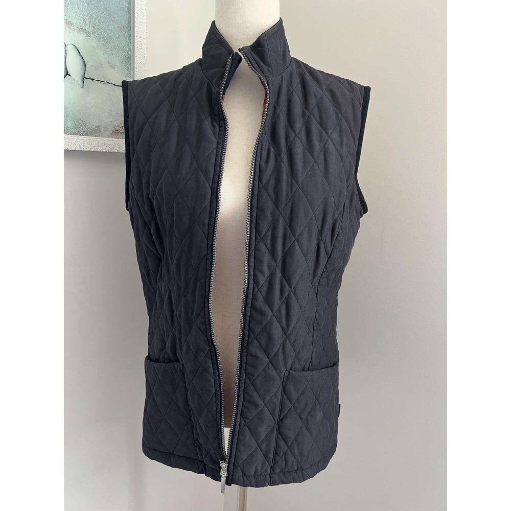 Barbour Vest Womens 6 Black Quilted Zip Front Pockets Outdoor Lightweight